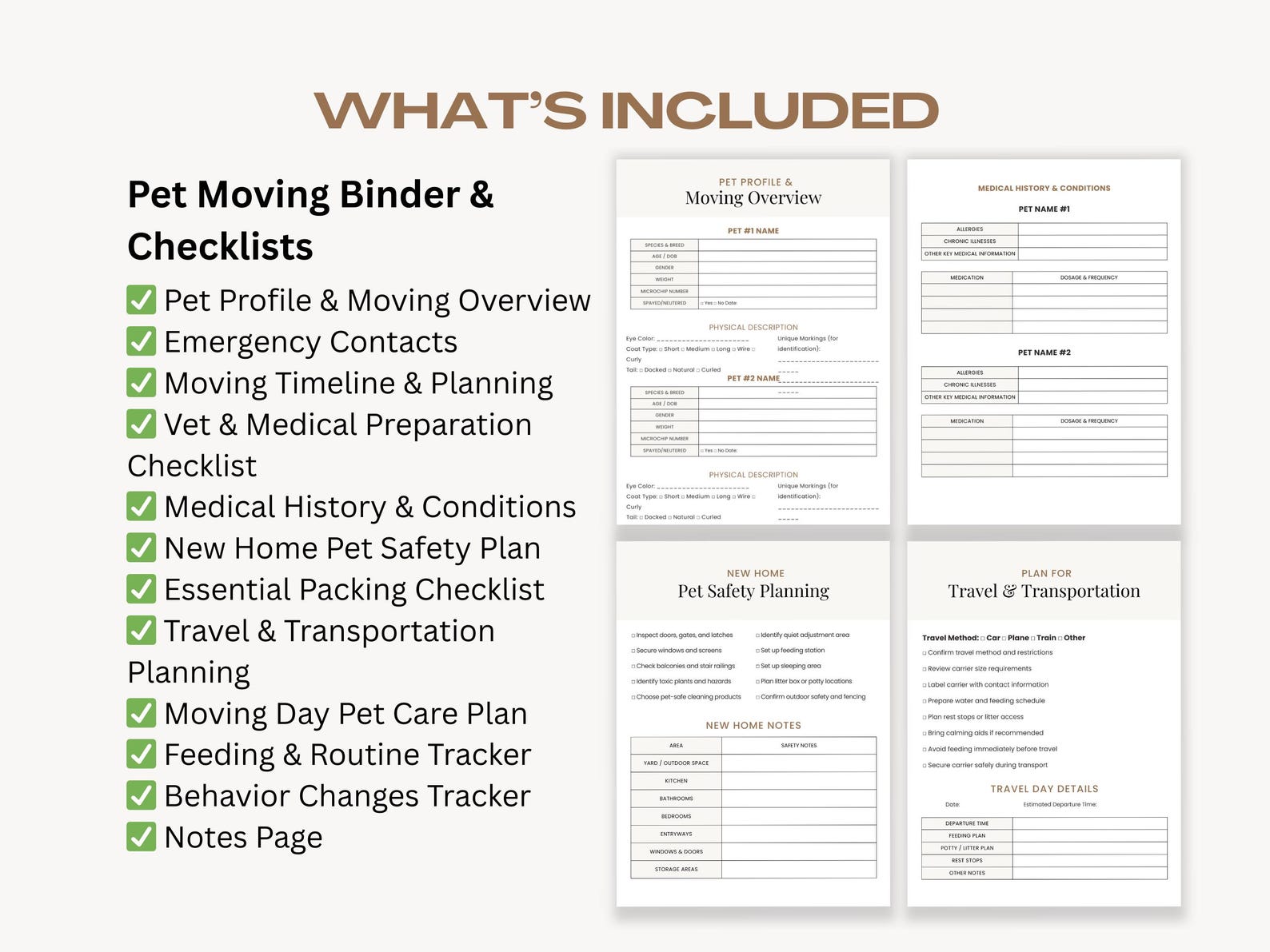 Photo inspiration: Fresh Look at Pet Moving Binder Template Canva Checklist Planner Digital