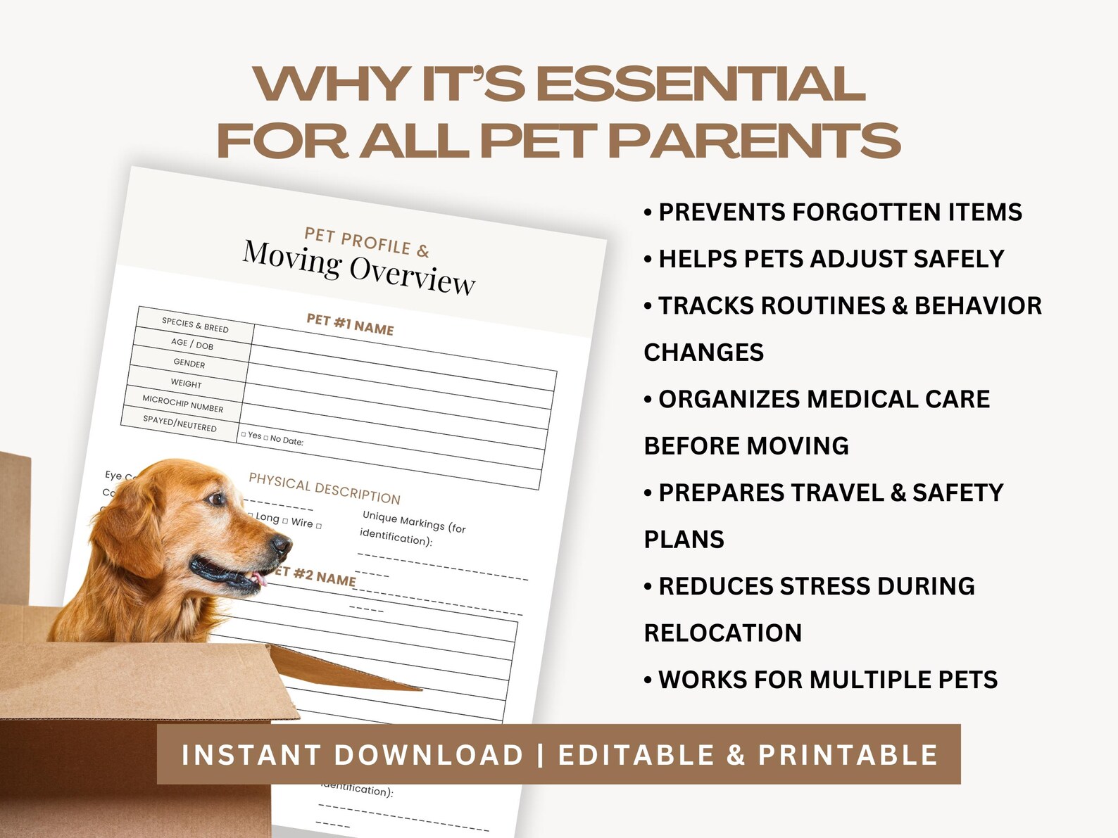 Visual Reference: Pet Moving Binder Template Canva Checklist Planner Digital