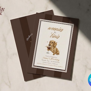 Weenie Tini Espresso Martini Dachshund Invite Dog Mom Birthday Doxie Party Canva 5x7