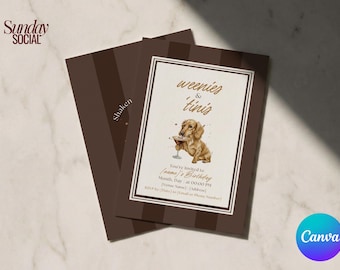 Weenie Tini Espresso Martini Dachshund Invite Dog Mom Birthday Doxie Party Canva 5x7