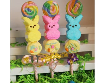 New! 5 Easter Bunny Mini Candy Kabobs |Handcrafted in Maine| Easter Basket Treats, Party favors, birthday sweets, children’s party ideas