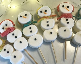 New! 6 Marshmallow Snowman| Handcrafted in Maine| Holiday Candy, Christmas, Kwanzaa, Hanukkah Party Favors