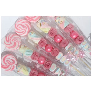 5 Shimmer & Shine Pink Candy Kabobs | Handcrafted in Maine |Party Favors, Bridal, Baby Shower gifts, Birthday ideas, Barbie, Graduation