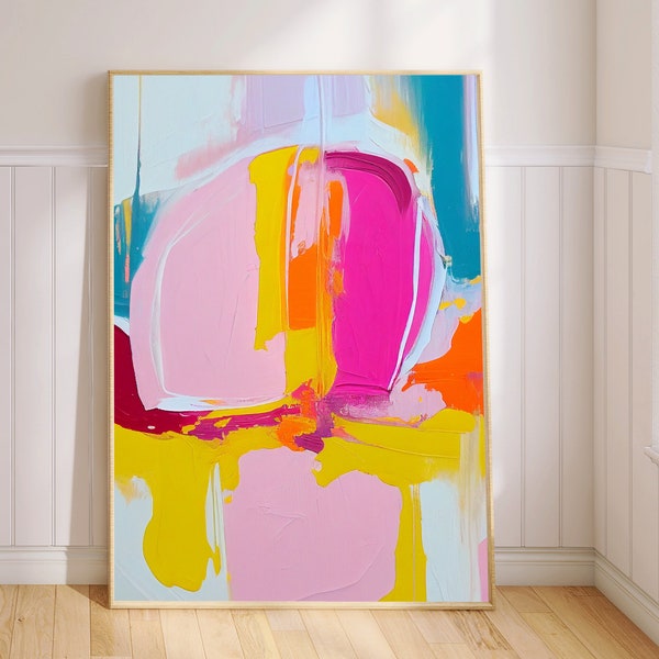 Abstract Painting, Abstract Print, Modern Wall Art, Bright Color Print, Digital Print, Digital Download, Colorful Wall Art, NinaDerosierArt