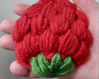 12 Handmade Knit Strawberry Appliques, Sweater & Earring Embellishments