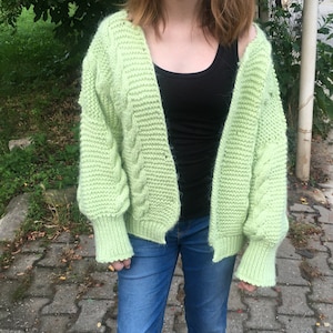 Cardigan for Women, Lıght Green Jacket, Oversized Cardigan, Bohemian Cardigan, Handmade Sweater, Hippie Cardigan Women, Handmade Cardigan
