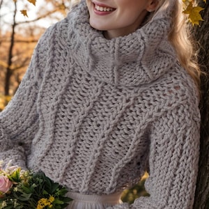Maglione corto lavorato a maglia Y2K, dolcevita da donna, pronto per la spedizione, maglione corto lavorato a maglia con collo alto, maglione dolcevita da donna lavorato a maglia con risvolto, Natale