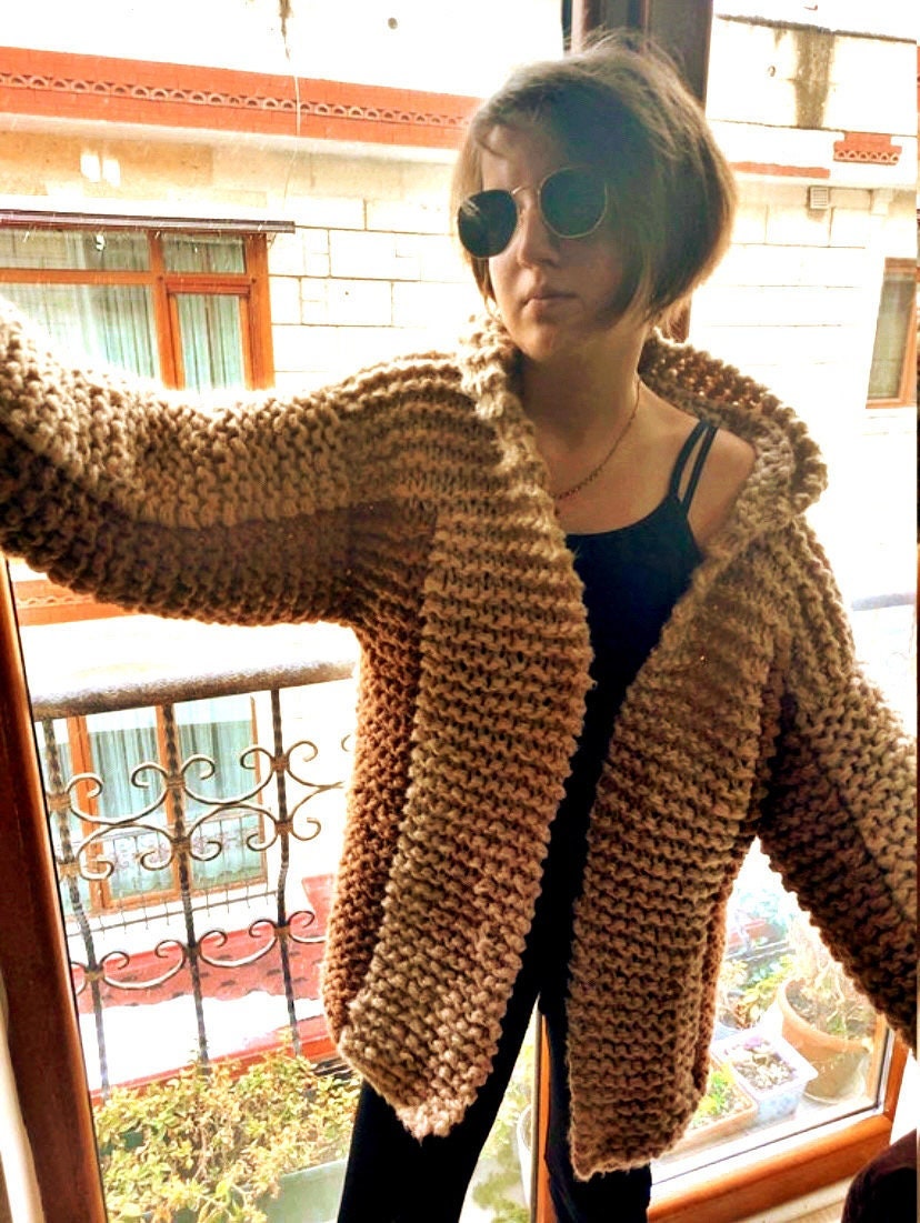 Cardigan Women Hooded Jacket Chunky 