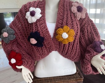 【chiro】CLANE  3D FLOWER CARDIGAN Leilayca White Lavender Cardigan |3d Flower Cardigan