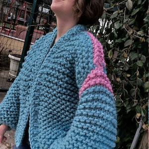 Cardigan for Women, Sea Green Chunky Cardigan, Handknit Sweater for Woman, Bomber Jacket, Oversized Cardigan, Sea Green Knitted Jacket, Gift