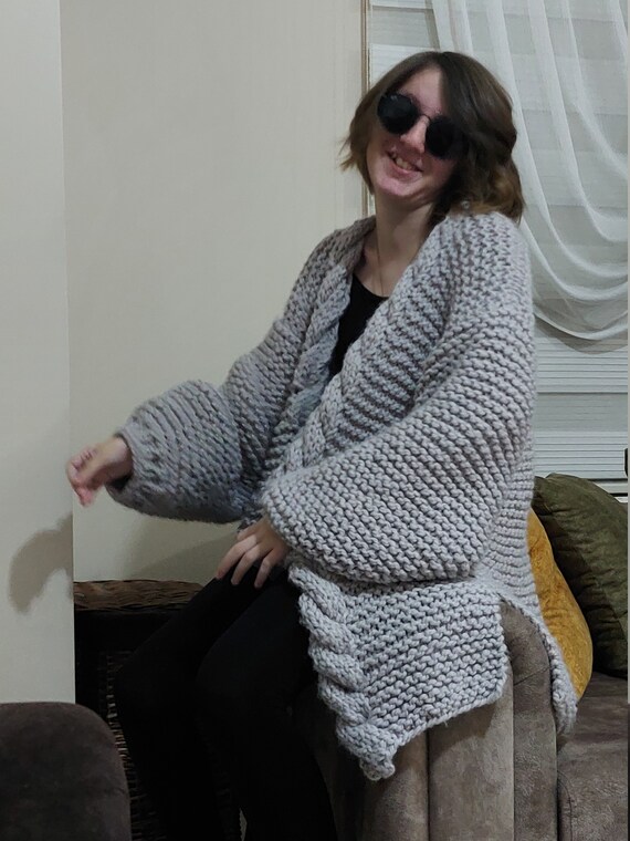 READY to SHIP Cardigan Women Chunky Knit Cardigan Gray - Etsy