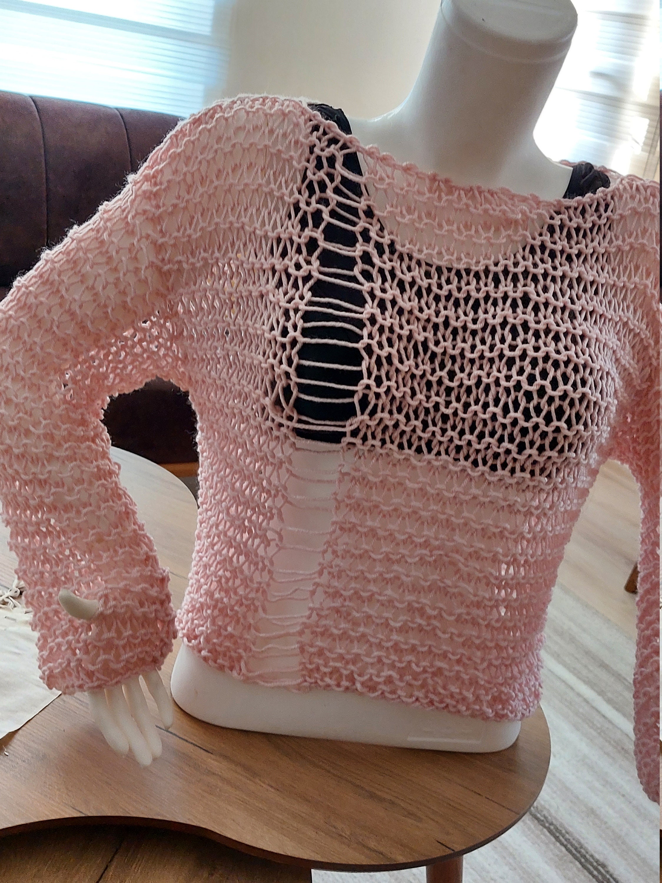 トップス eaphi front hole summer knit Women Blouse Beach, Crop Top for Women, Grunge Hole Sweater
