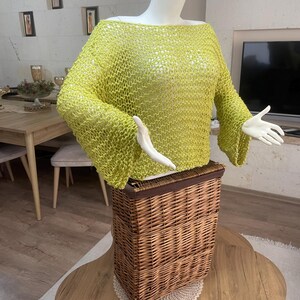 ハンドニットコットンブレンドボレロシュラグ、ボヘミアンクロップトップ