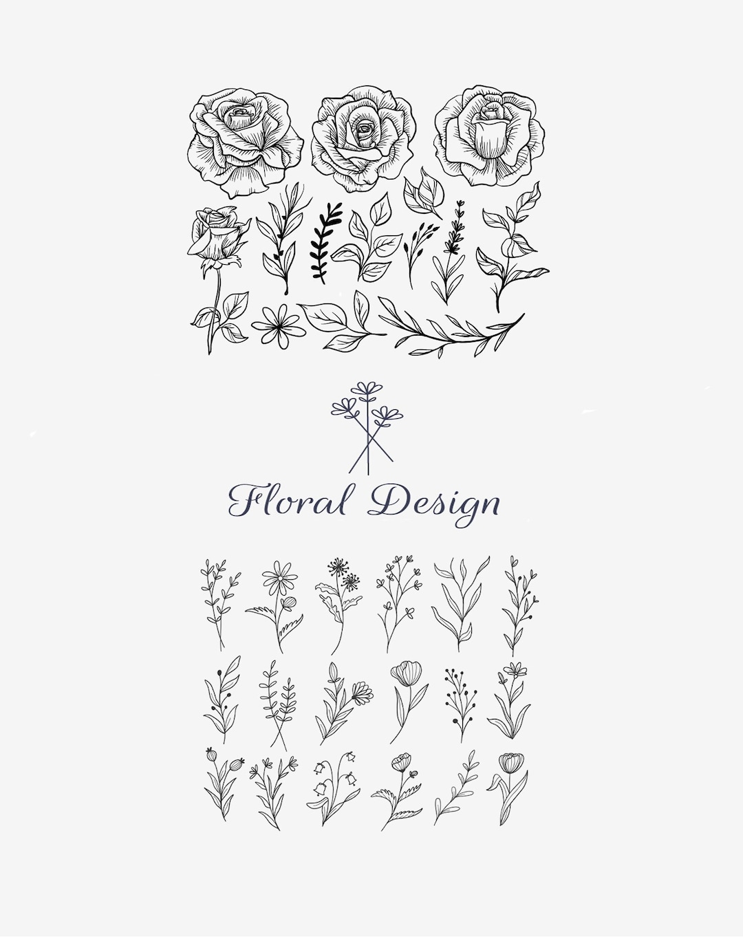 Floral Collection Temporary Tattoo /flower Tattoos/ Ethereal Etsy