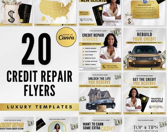 20 Credit Repair Flyers Bundle | Credit Repair Flyer Templates | Credit Repair Instagram Templates | Credit Repair Business Templates| Canva