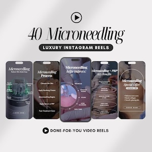 Puede incluir: Un collage de cuatro pantallas de teléfonos inteligentes que muestran los beneficios de la microneedling para la rejuvenecimiento de la piel. Las pantallas muestran imágenes del procedimiento, una lista de beneficios y una oferta especial para una sesión por 899 €. El texto en las pantallas incluye "Microneedling", "Piel radiante fácil", "Proceso", "ayuda a mejorar", "Beneficios clave", "Oferta especial", "1 sesión 899 €", "Impulsa la producción de colágeno", "Reduce las cicatrices del acné", "Impulsa el colágeno", "Piel suave y brillante", "Arrugas", "Estrías", "Cicatrices del acné", "Tono de la piel", "Mejora la textura y el tono", "Trata las cicatrices del acné y las manchas", "Reservar ahora".