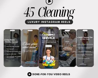 45 Cleaning Business Video Reels | Cleaning Social Media Templates | Cleaning Business Instagram Reels | Cleaning Business Templates