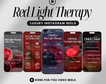 Red Light Therapy Instagram Reels | Red Light Therapy Videos | Red Light Therapy Templates | Medspa Reels | Red Light Therapy Posts | Canva