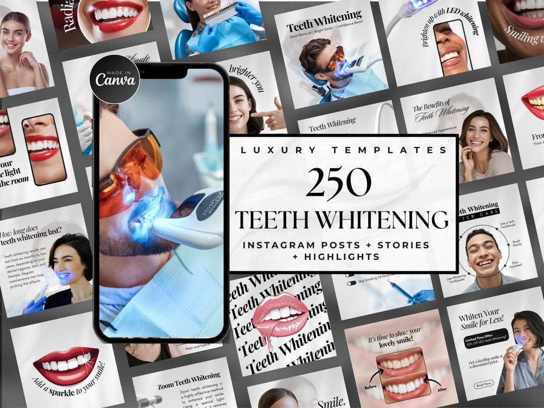 250 Teeth Whitening Instagram Templates | Teeth Whitening Posts | LED ...