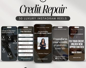 30 Credit Repair Instagram Reels | Credit Repair Instagram Templates | Credit Repair Reels | Credit Repair TikTok Videos | Editable Reels