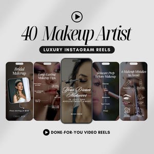 40 Makeup Artist Instagram Reels | MUA Instagram Reels | Makeup Artist Instagram Posts | Luxury Makeup Artist Reels |Makeup Artist Templates