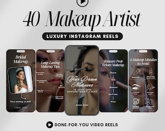40 Makeup Artist Instagram Reels | MUA Instagram Reels | Makeup Artist Instagram Posts | Luxury Makeup Artist Reels |Makeup Artist Templates