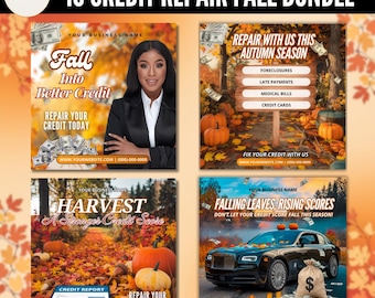 10 Fall Credit Repair Flyers | Credit Repair Fall Bundle | Credit Repair Flyer | Credit Restoration Templates | Credit Repair Fall Templates