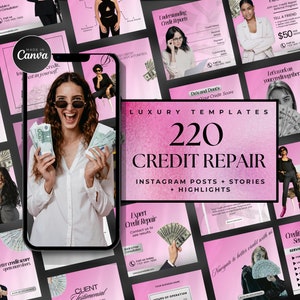 220 Pink Credit Repair Instagram templates | Credit Repair Template | Credit Repair Social Media Posts | Credit Repair Flyer | Credit Repair