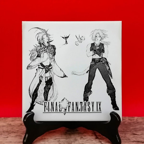 Final Fantasy IX Zidane and Kuja laser engraved tile - Yoshitaka Amano artwork - video games artwork