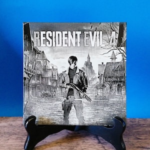 Resident Evil 4 Remake Art laser engraved tile - video game artwork - laser engraving
