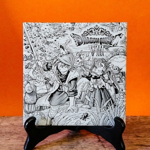 Dragon Quest VIII cover artwork laser engraved tile - video game artwork - Akira Toriyama artwork