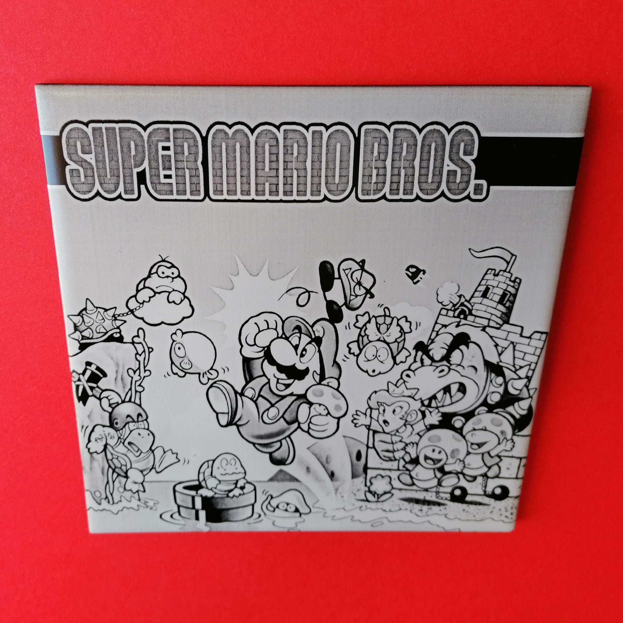 Super Mario Bros Laser Engraved Tile - NES Japanese Cover/artwork