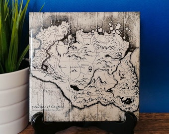 Skyrim map laser engraved tile - The Elder Scrolls
