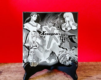 Xenogears Heroes et Vilains tuile gravée au laser - artwork de jeu vidéo - Xenogears artwork
