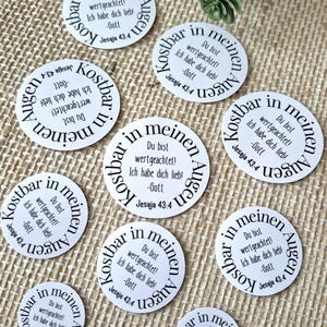 Runde Sticker 10 Stk. - Kostbar in Gottes Augen - christliche Aufkleber der Ermutigung- Geschenkartikel Deko Bibelverse