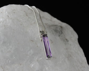 Purple Amethyst Stone Men's Necklace,  Handmade Silver Necklace, Gift for Men, 925 Silver, Jewels for Men, Cool Mens Necklace, Gift for Him