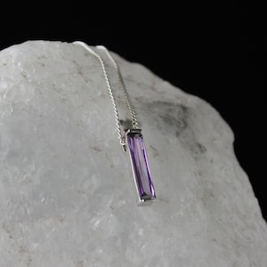 Purple Amethyst Stone Men s Necklace Handmade Silver Necklace