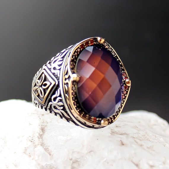 Bague en argent Mood Stone pierre changeante de couleur bague cool pour hommes bague en argent faite a la main Mood Gemstone cadeau pour hommes argent 925 Etsy France