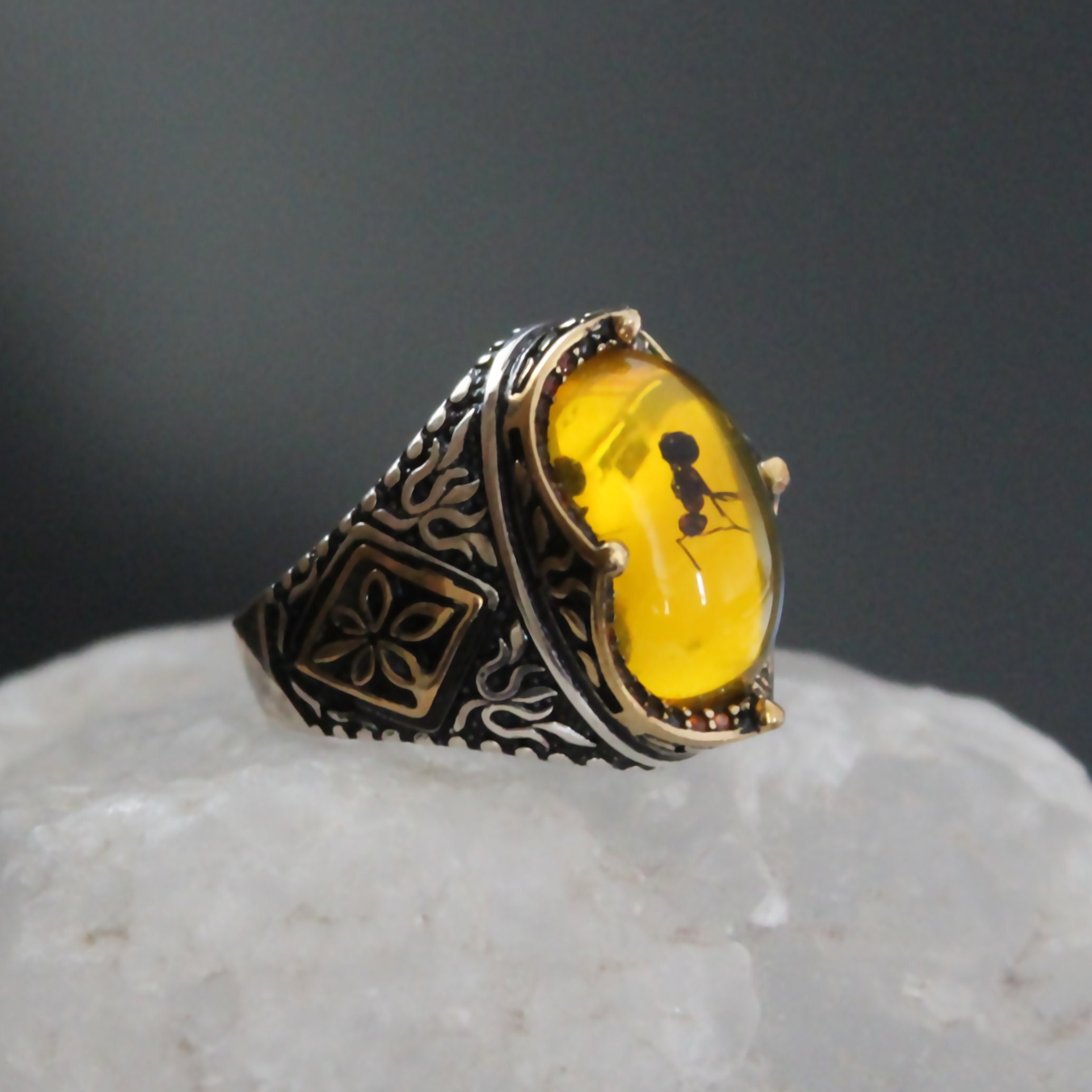 Amber Insect Ring UK