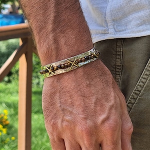 Tiger&#39;s Eye Natural Stone Adjustable Bracelet, Stunning Silver Bracelet for Men, Handcrafted Charm Bracelet