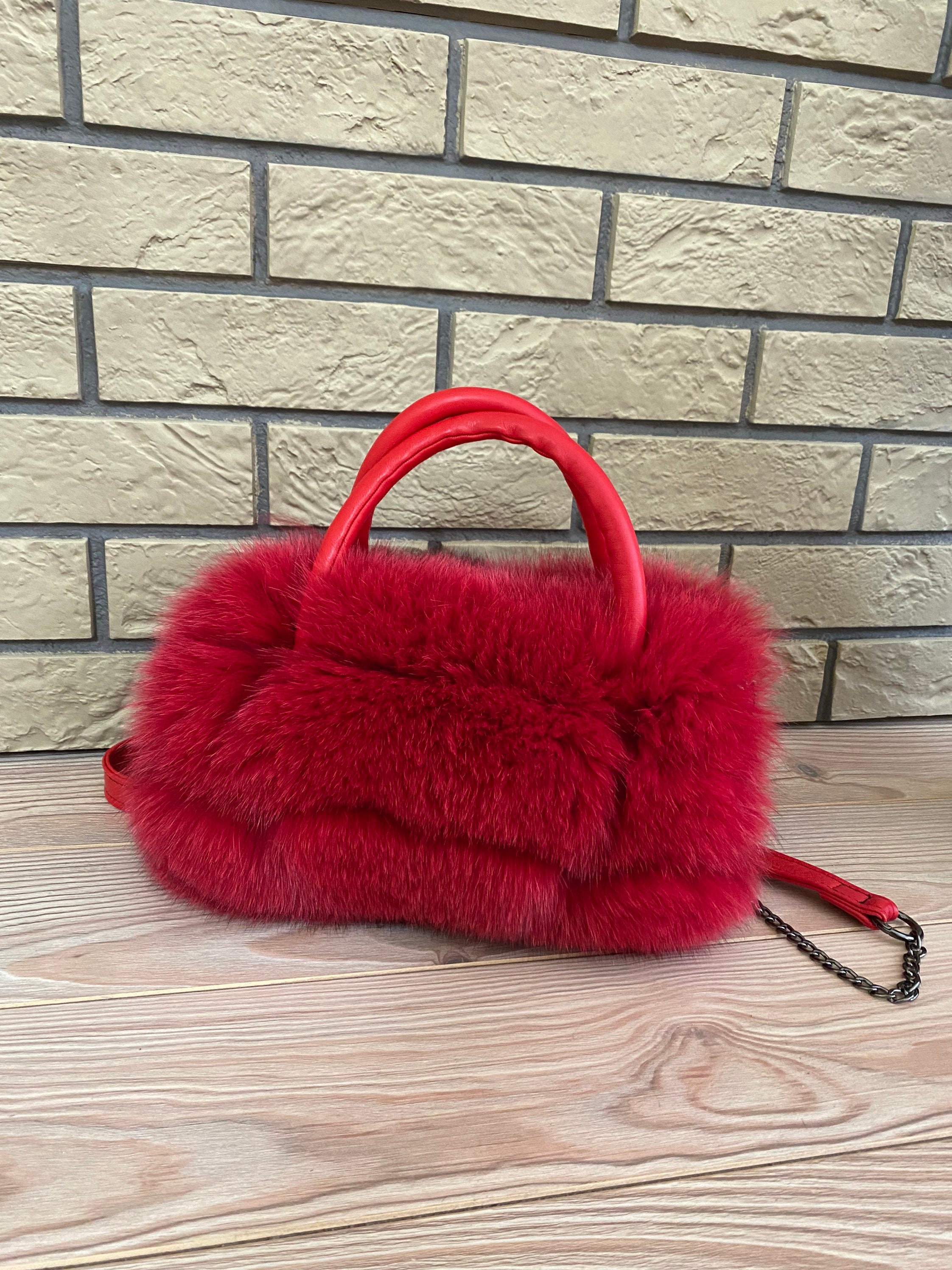 Red fur purse Clearance