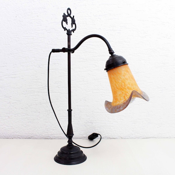 Lampe col de cygne avec tulipe en pâte de verre Vianne