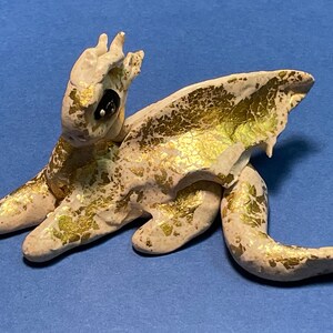 OOAK polymer clay gold dragon