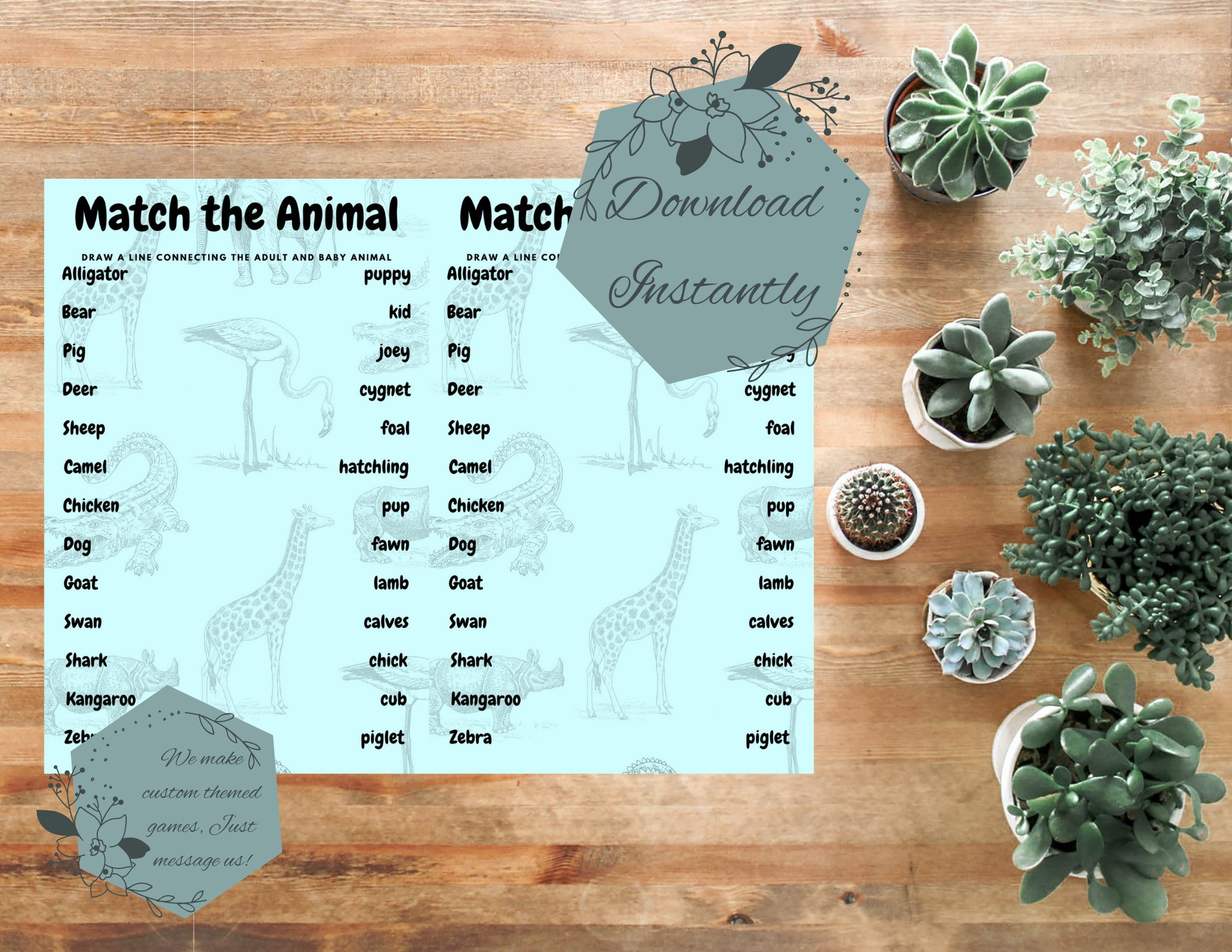 Match the Baby Animal Printable Game | Etsy