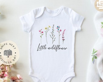 Little wild flower  Baby Onesie®, wildflower baby Onesie®,  baby announcement body suit. cute baby gift.