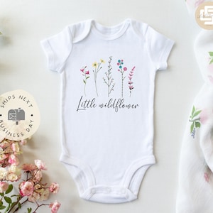 Little wild flower  Baby Onesie®, wildflower baby Onesie®,  baby announcement body suit. cute baby gift.