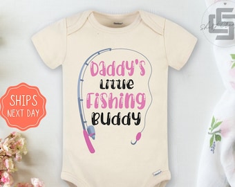 Daddy's fishing buddy baby girl Onesie® fishing baby girl Onesie®, cute pink daddy's girl newborn body suit. newborn baby gift.