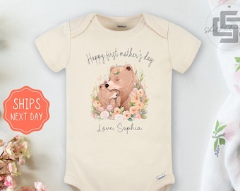 Personalized first mother's day baby Onesie® Happy 1st Mother's day baby Onesie®, Newborn baby name bodysuit for mothers day.