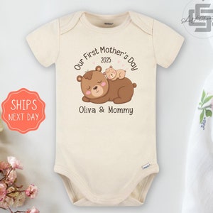 Mother&#39;s Day baby Onesie® Personalized Our first Mother&#39;s day baby Onesie®, Personalized name newborn body suit. newborn baby gift.
