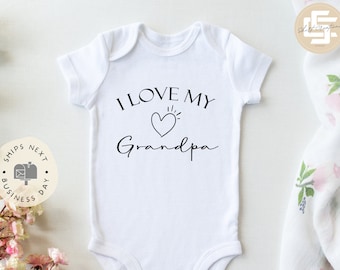 I love my grandpa Onesie® hi grandpa baby Onesie®, cute grandpa newborn body suit. newborn baby gift.